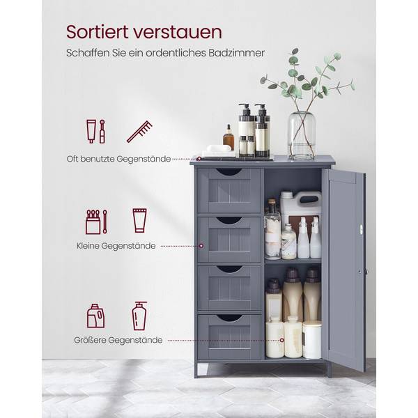 Badezimmerschrank Port-au-Prince Grau - Holzwerkstoff - 55 x 82 x 30 cm