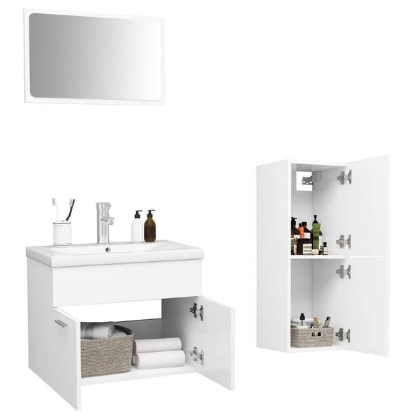 Meubles de bain 3007825 Blanc - Bois manufacturé - Matière plastique - 60 x 46 x 38 cm