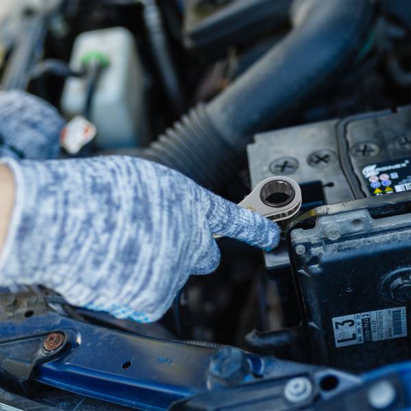 Ringratelsleutelset 6 delig zwart - zilver - staal - 23 x 4 x 23 cm