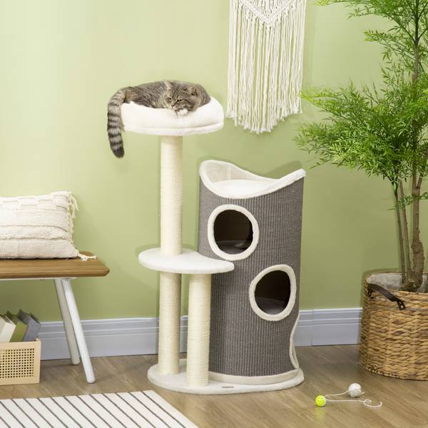 Katzenbaum BB7246 Weiß - Massivholz - 47 x 44 x 85 cm