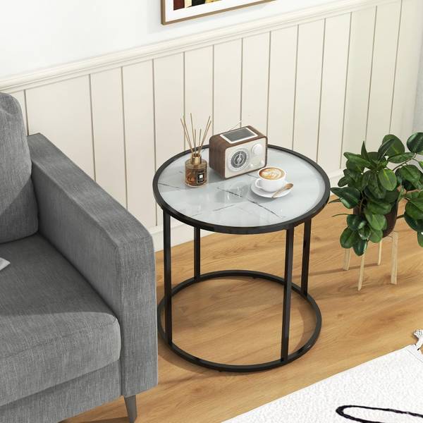 Beistelltisch TH32741ITDE Schwarz - Glas - 50 x 50 x 50 cm