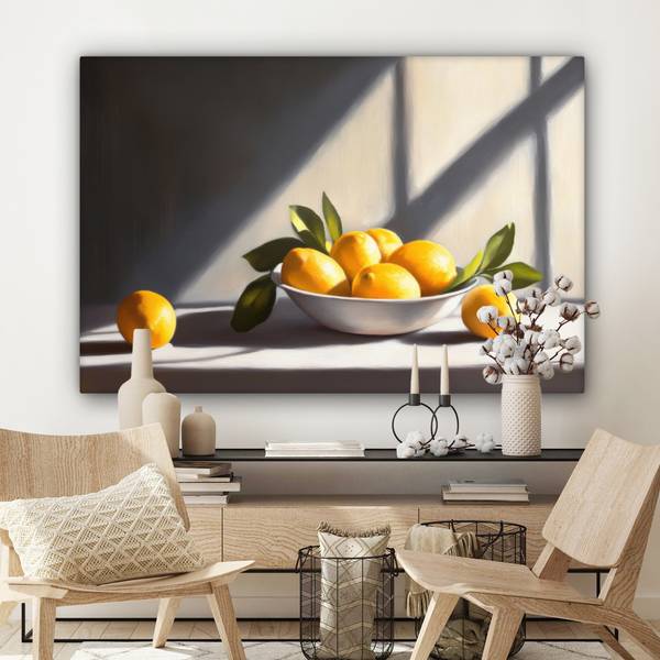 LEINWANDBILD Zitronen Gelb - Baumwollstoff - 140 x 90 x 2 cm
