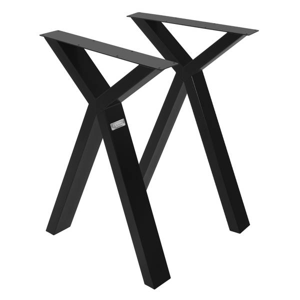 2 Stück Tischbeine X-Form Schwarz - Samt - 8 x 72 x 50 cm