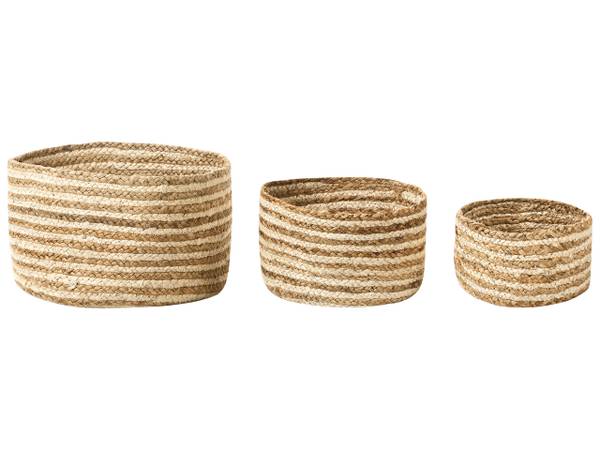 Badezimmerschrank KAHU 3-tlg Beige - Blau - Naturfaser - 20 x 13 x 20 cm