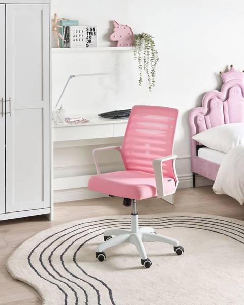 Bureaustoel RADIANT roze - wit - textiel - 58 x 88 x 58 cm