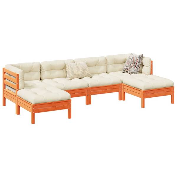 Loungeset 3042343 set van 6 bruin - grenenhout - 63 x 62 x 63 cm
