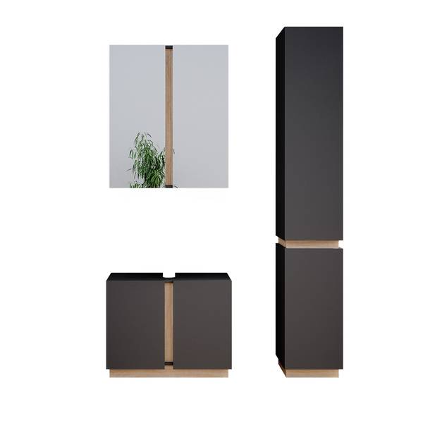 Badmöbel-Set Gloria 40894 3er Set Braun - Grau - Holzwerkstoff - 70 x 55 x 34 cm