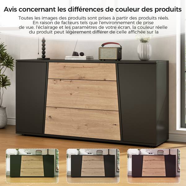 Sideboard Philotes Ⅵ Schwarz - Braun - Holzwerkstoff - 140 x 70 x 35 cm