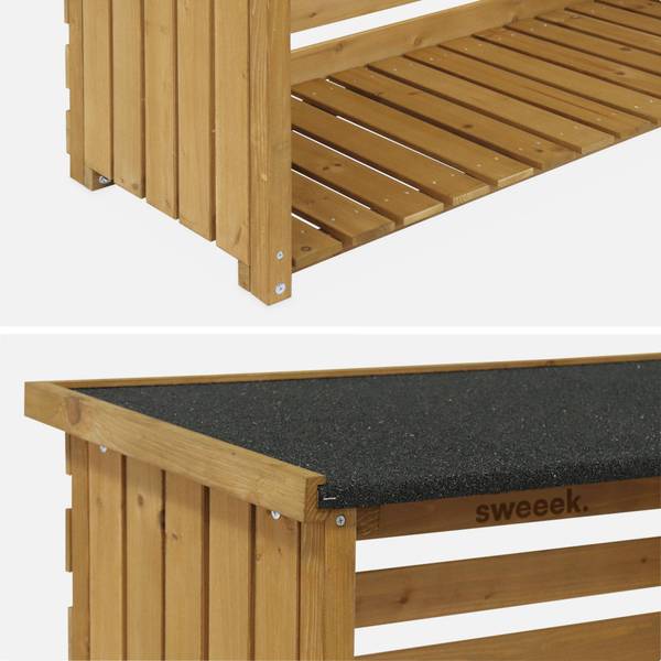 Kaminholzregal Merisier Beige - Echtleder - 45 x 120 x 120 cm