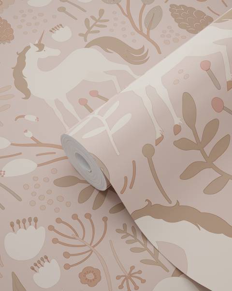 papier peint licornes 7459 Rose foncé - Polaire - 53 x 1005 x 53 cm
