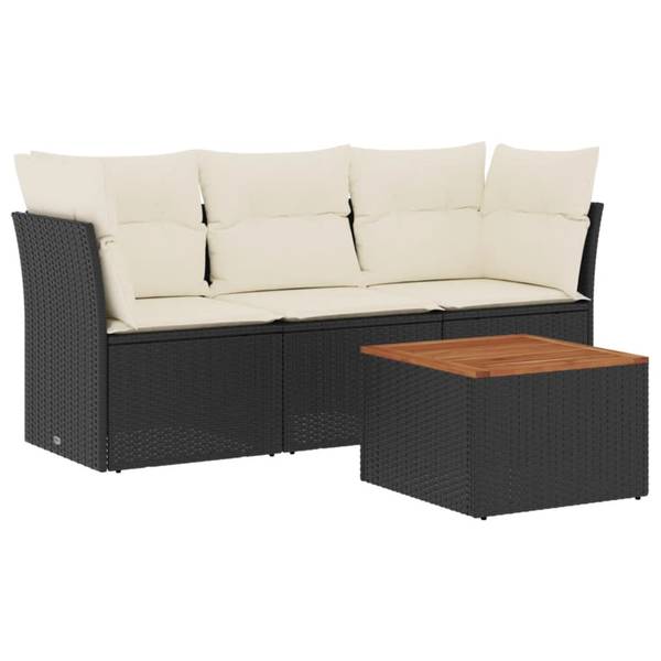Garten Sofagarnitur 3034580 (4-teilig) Schwarz - Creme - Weiß