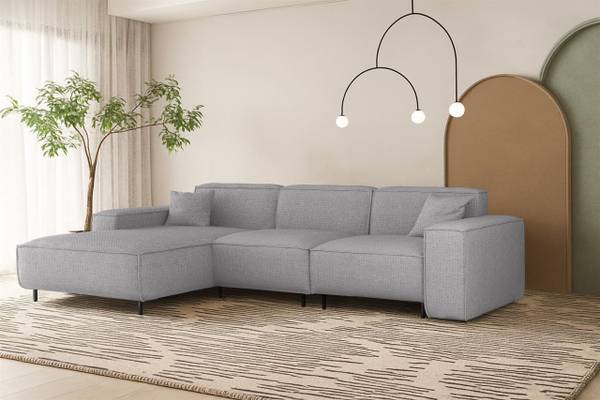 Ecksofa GLORIA Hellgrau - Ecke davorstehend links