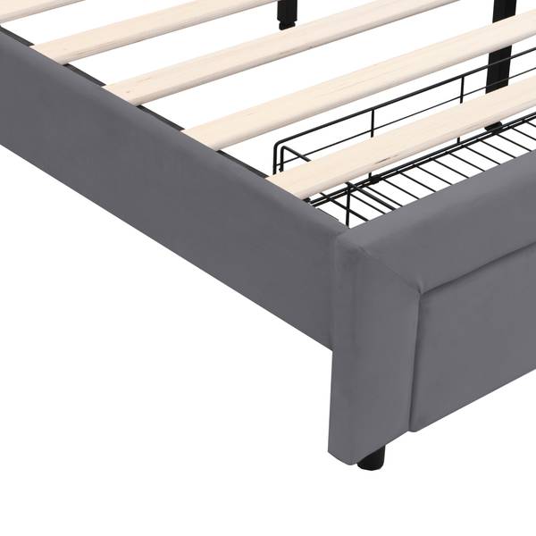 Polsterbett O12106 Grau - Holz teilmassiv - 145 x 109 x 211 cm