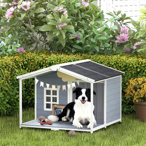Hundehütte D02-251V00GY Grau - Massivholz - 103 x 84 x 107 cm