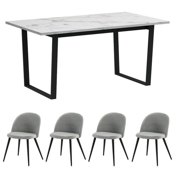 Essgruppe Tilst (5-teilig) Glas Grau - Grau - Multicolor - Weiß