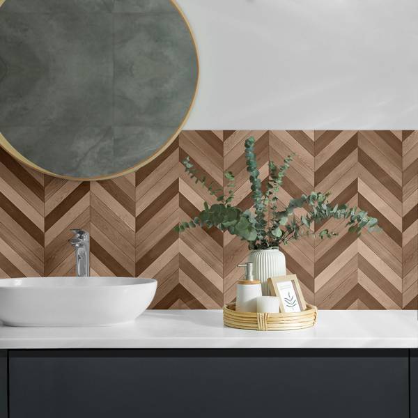 Fliesen Holz Fischgrät Zier 4er Set 50 x 50 cm