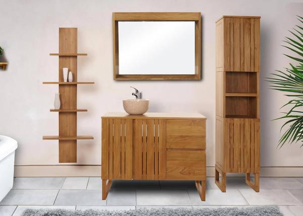 Étagère murale en teck M72 Marron - Teck - 56 x 151 x 15 cm