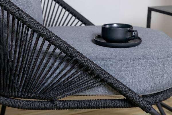 Loungestuhl Lindos 2er Set Schwarz