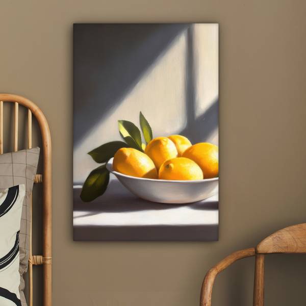 LEINWANDBILD Zitronen Gelb - Baumwollstoff - 40 x 60 x 2 cm