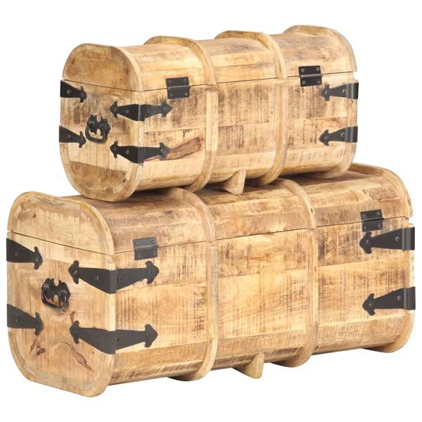 Coffre de rangement 320374 (lot de 2) Marron - Manguier - 50 x 29 x 26 cm