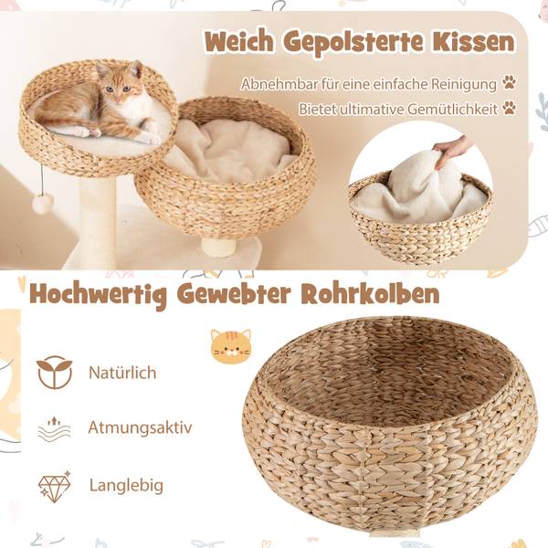Kratzbaum BE9697ITDE Beige - Holzwerkstoff - 45 x 104 x 45 cm
