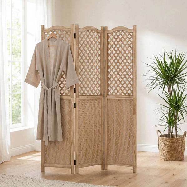 Paravent 2014 3-teilig Braun - Holz teilmassiv - 120 x 170 x 2 cm