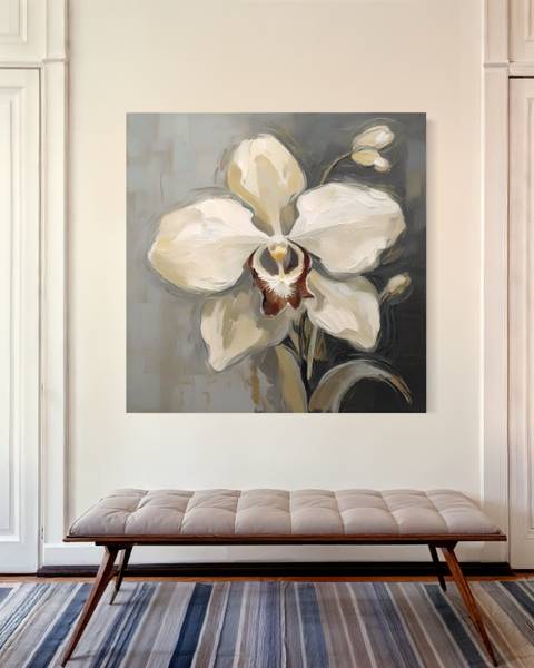 Wandbild gemalte orchidee 60 x 60 cm