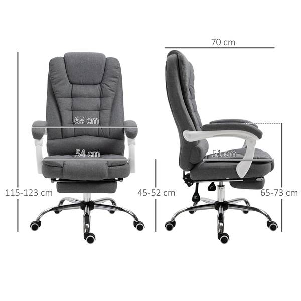 Bürostuhl Schreibtischstuhl 921-223V70 Grau - Textil - 70 x 118 x 65 cm
