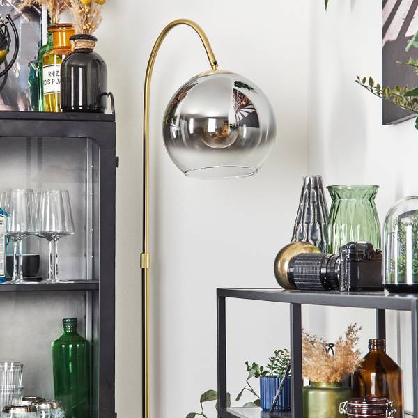 Stehlampe Cesaro Grau - Silber - Metall - 25 x 140 x 52 cm
