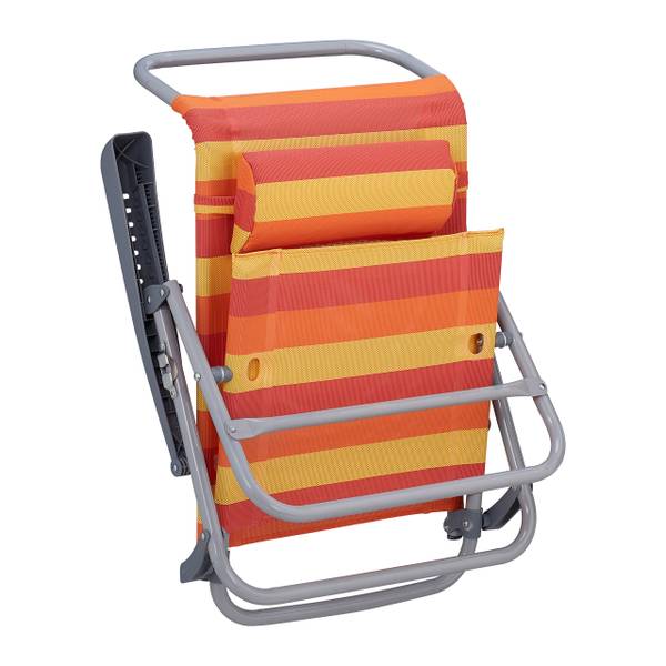 Opvouwbare strandstoel met armleuning oranje - rood - geel - polyester - staal - 59 x 78 x 85 cm