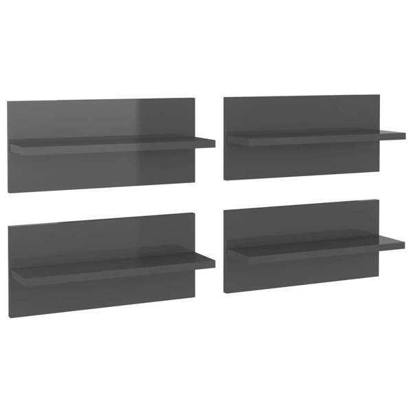 Wandregale 3008021-2 (4er Set) Grau - Holzwerkstoff - 12 x 18 x 40 cm