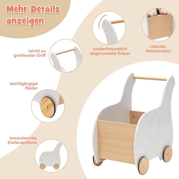 Lauflernwagen TP10081 Weiß - Holzwerkstoff - 48 x 56 x 32 cm