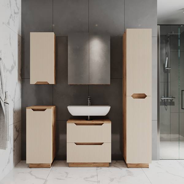 Meubles bain Lotta 59449 Beige - Cachemire - Imitation chêne dakota