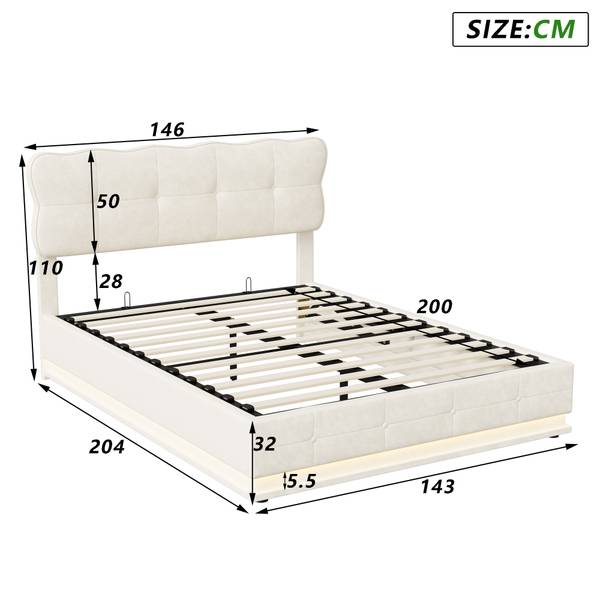 Boxspringbett mit Stauraum MPK05 Beige - Metall - Massivholz - 146 x 110 x 204 cm