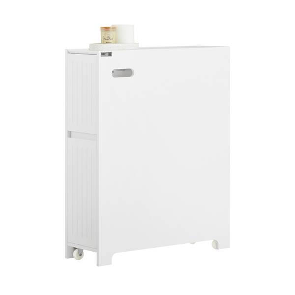 Nisplank met wielen BZR111-W wit - plaatmateriaal op houtbasis - 20 x 75 x 60 cm