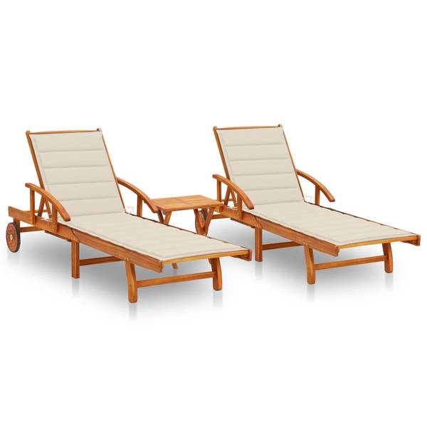 Chaise longue 3009260-3 (lot de 2) Blanc crème