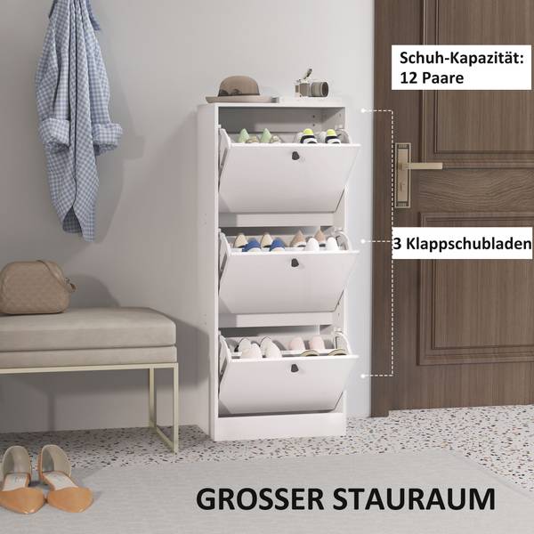 Schuhschrank 837-561V90WT Weiß - Holzwerkstoff - 28 x 115 x 47 cm