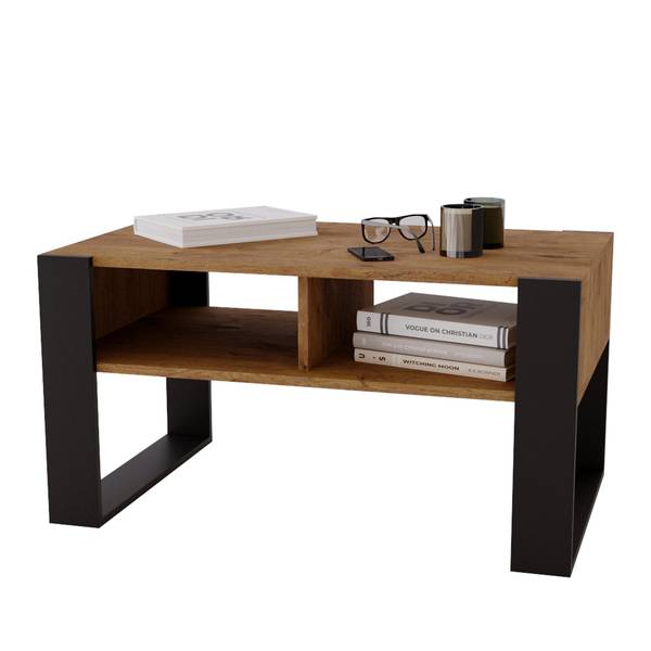 Couchtisch KORA 92 Schwarz - Braun - Holzwerkstoff - 92 x 45 x 54 cm