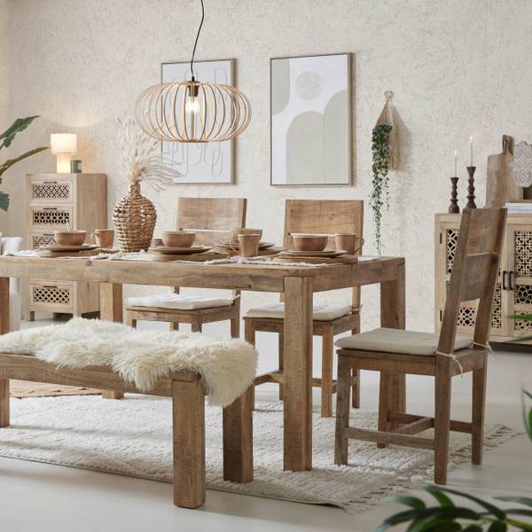 Esstisch EVEREST Beige - Holz teilmassiv - 160 x 75 x 90 cm