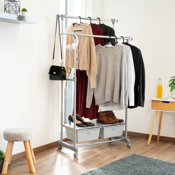 Kleiderstange 82819 Grau - Metall - 129 x 164 x 42 cm