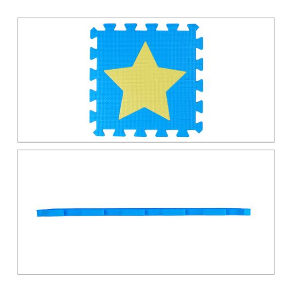 36 x Puzzlematte Sterne blau-gelb Blau - Gelb - Kunststoff - 32 x 1 x 32 cm