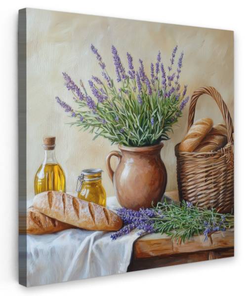 LEINWANDBILD Lavendel Violett - Baumwollstoff - 90 x 90 x 2 cm