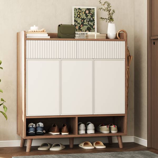 Schuhschrank NaturWoody Ⅳ Weiß - Holzwerkstoff - 90 x 100 x 35 cm