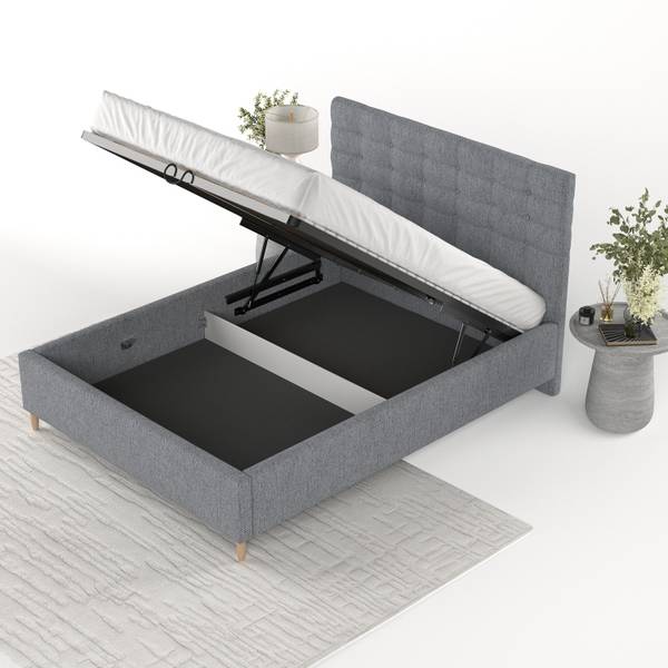 Polsterbett SOMA mit Stauraum Stoff Neve Dunkelgrau - Liegefläche Breite: 140 cm