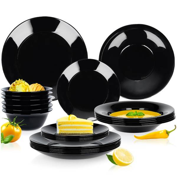 Tafelservice 24-tlg. Set SET631 Schwarz - Glas