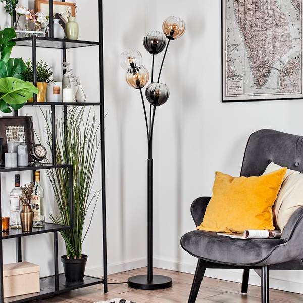 Stehlampe Cesaro Grau - Gelb - Metall - 35 x 55 x 98 cm