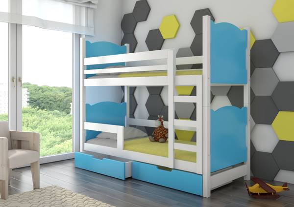 Etagenbett LEONE 3 Blau - Weiß
