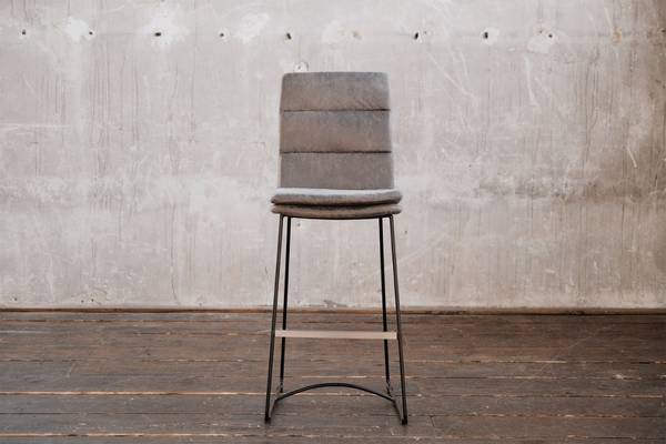 Tabouret de bar VINCE microfibre gris Gris - Microfibre - 45 x 105 x 58 cm