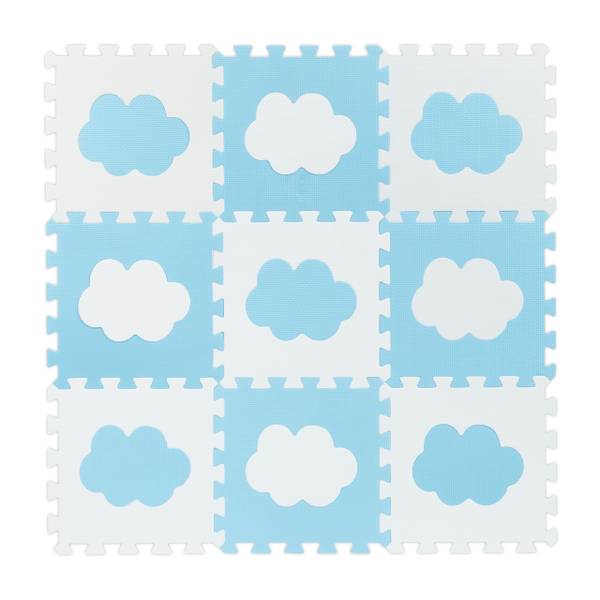 18-tlg. Puzzlematte Wolke Blau - Weiß - Kunststoff - 32 x 1 x 32 cm