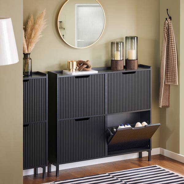 Meuble à chaussures FSR177-L-SCH Noir - 100 x 91 cm